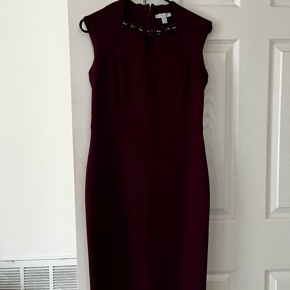 New York & Co Burgundy Sheath MIDI Dress